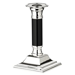EDZARD candlestick Lincoln with black shaft, noble silver-plated, tarnish-protected, height 15 cm