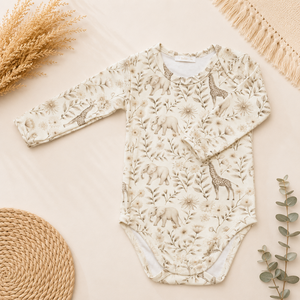 Babyrompertje met lange mouwen en jungledierenprint