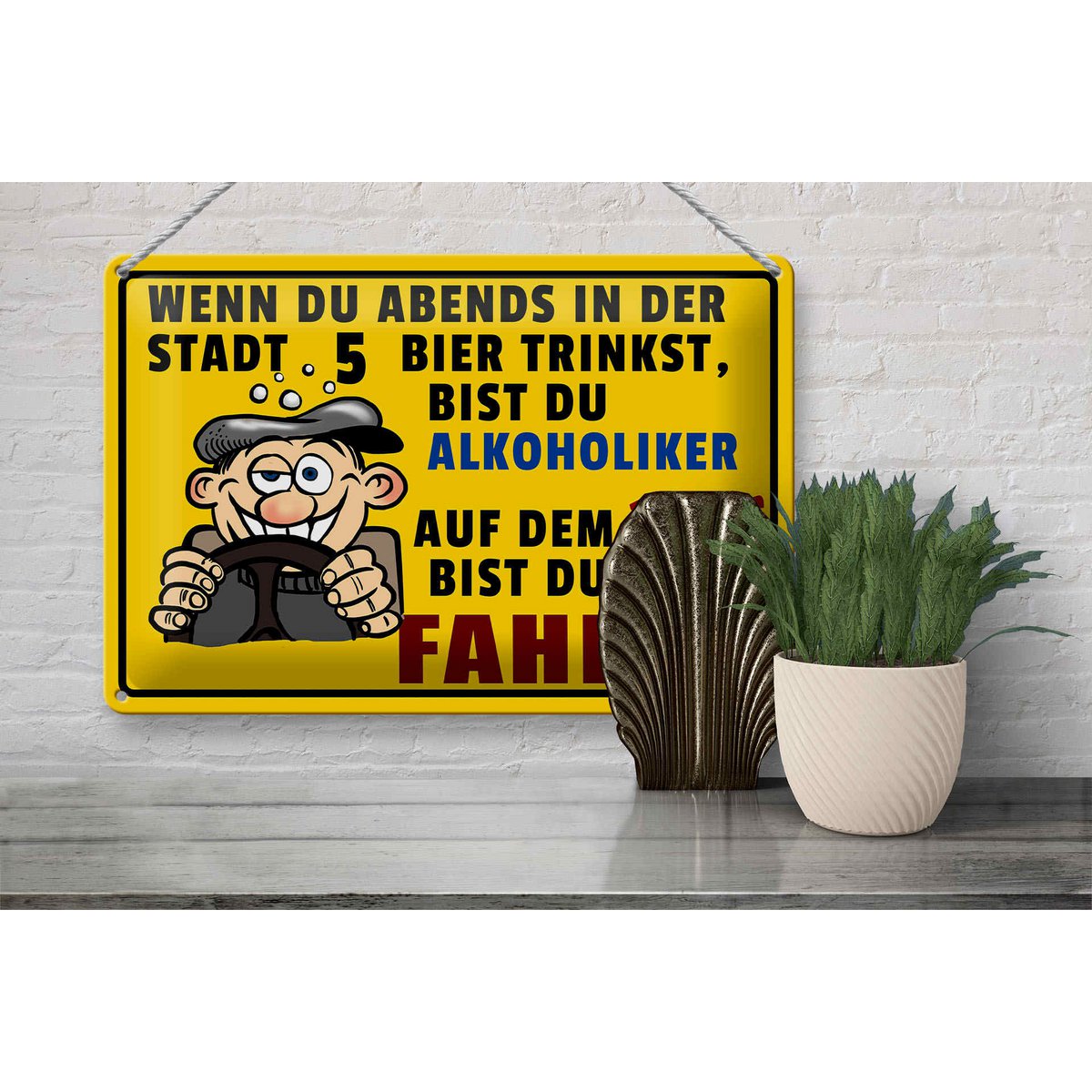 Tinnen bord 30x20cm als je 's avonds 5 biertjes drinkt