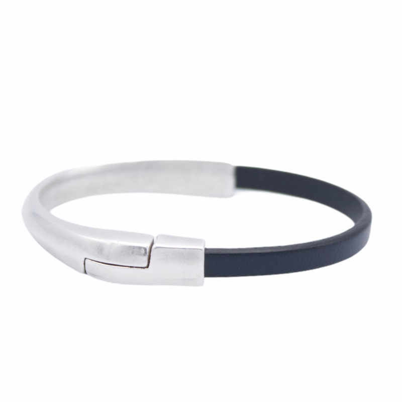 Bracciale in pelle AMACAYACÚ (argento) con chiusura magnetica