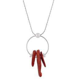 Silver and coral necklace Rouge natural coral 40cm