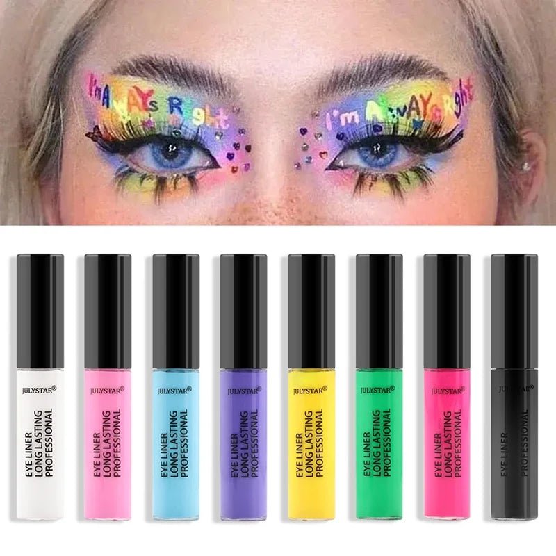 8 kleuren eyeliner vloeibaar potlood waterdicht gemakkelijk te dragen make-up matte eyeliner blauw roze groen wit zwart paars geel eyliner