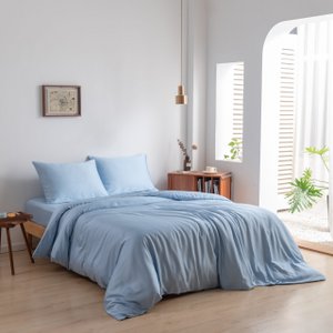 Lichtblauw Bamboe Beddengoedset 1-persoons – 400TC Tanboocel - Sky Blue