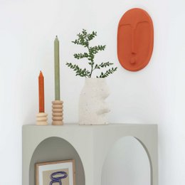 Abstract Ceramic Wall Decoration Mask - Terracotta Orange