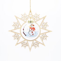 Træstjerne med snemand julekugle