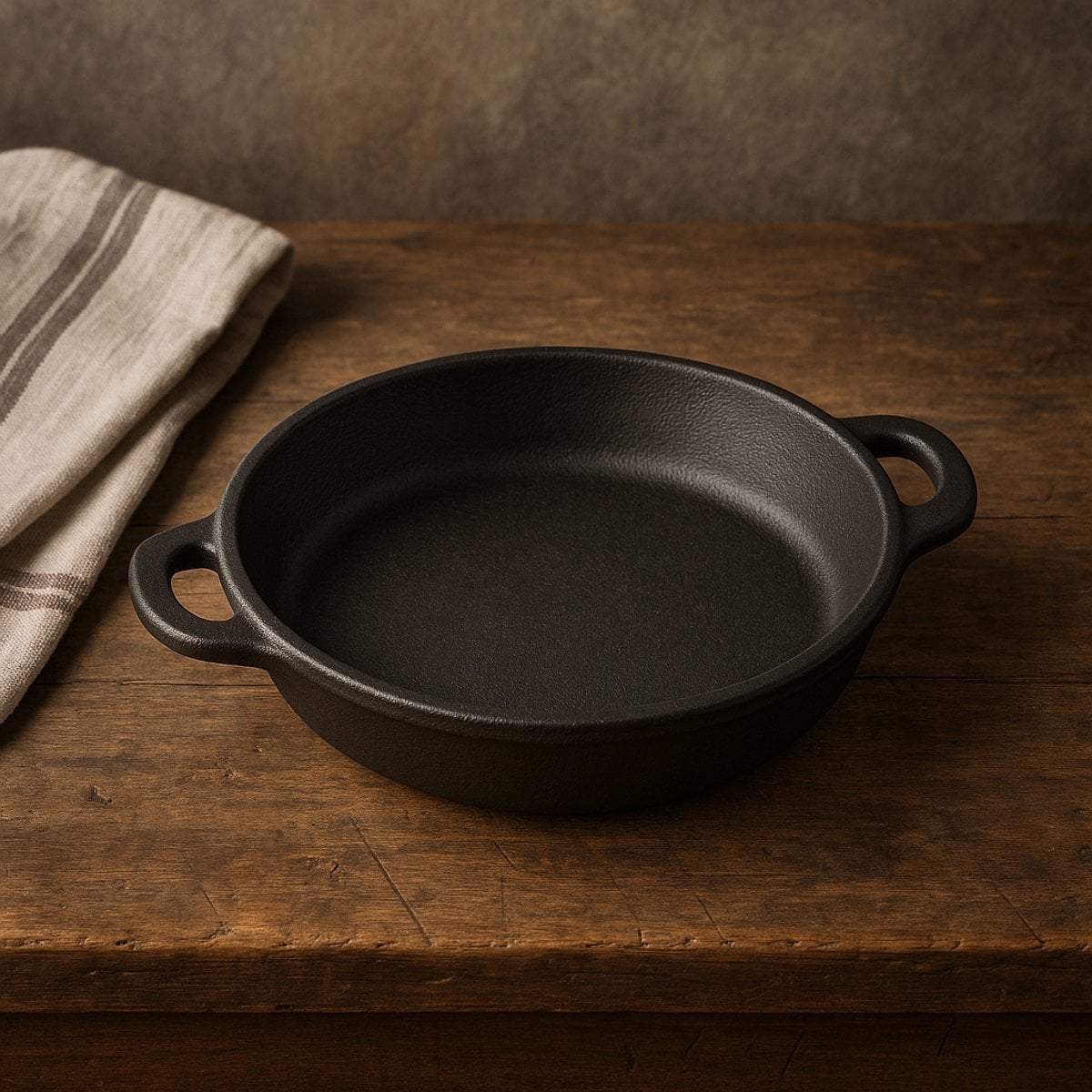 Partita para servir de hierro fundido Ø 20 x 4 cm - Pan de parrilla hierro fundido para cada barbacoa - negro