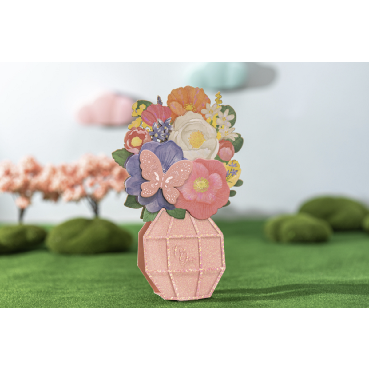 Pop-up Congratulation card vase with flowers for you