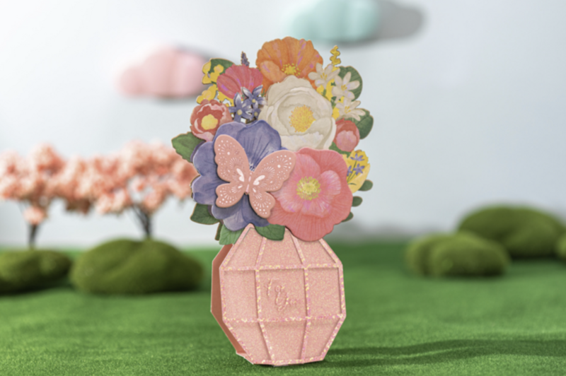 Pop-up Congratulation card vase with flowers for you