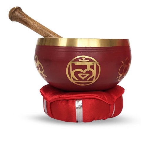 Brass Singing Bowl with Stick & Cusion 12 Cm Root Chakra