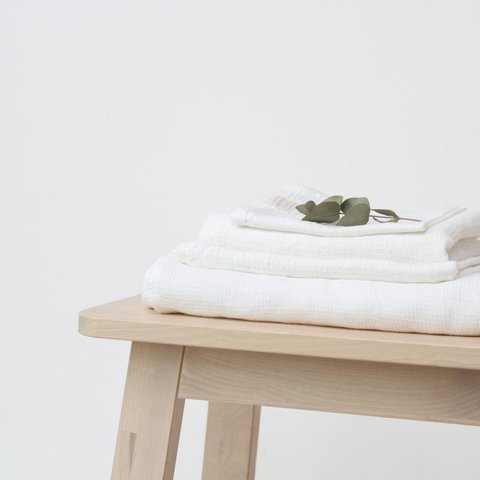 White Linen Fine Waffle Towel