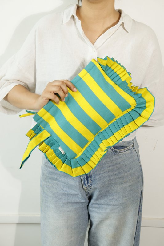 Taske | Frill Edge Large Size Håndlavet Citrongul | Bomuld