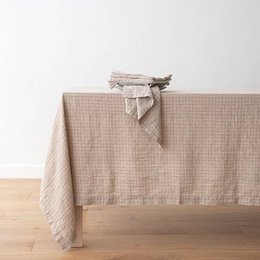 Linen Napkin Natural Brick Check Washed