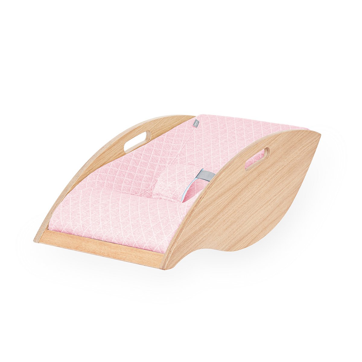Baby bouncer oak, fabric pink