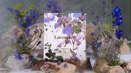  Lavender chocolate bar 49% cocoa with purple lavender flowers floral design packaging