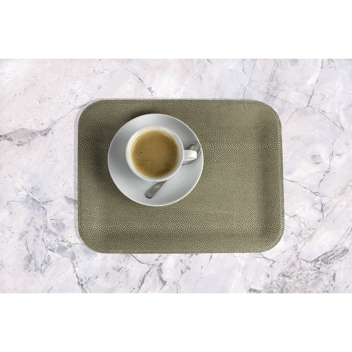 Tablette plate grande green en cuir synthétique vert