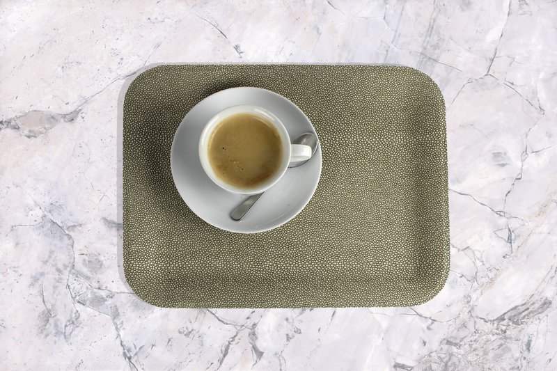 Tablette plate grande green en cuir synthétique vert