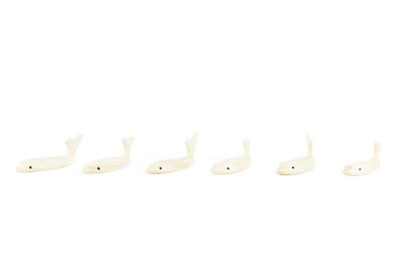 Set of 6 whale knife holders in bone