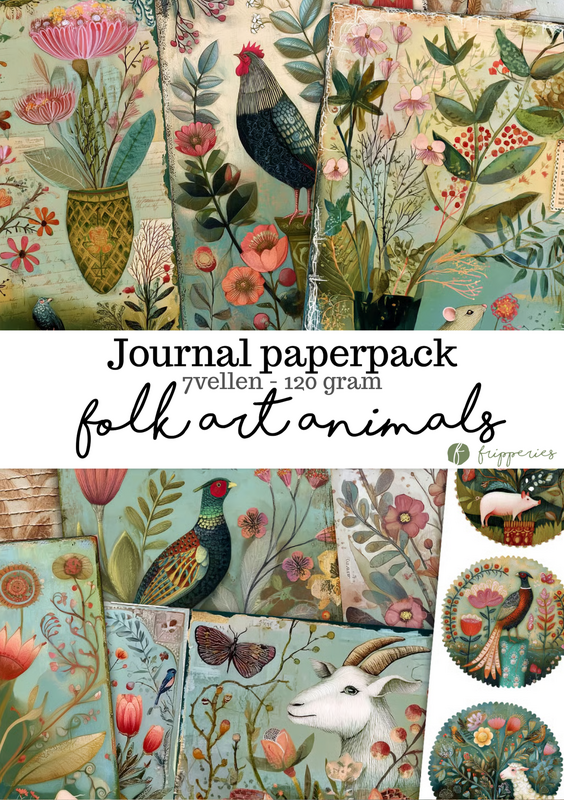 Animali d'arte popolare | Set di carta creativa Fripperies