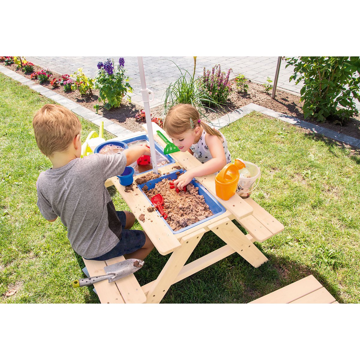 Children´s picnic bench „Matsch-Nicki für 4”, natural