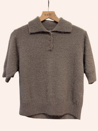 Pull col polo manches courtes en alpaga
