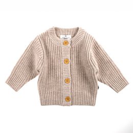Knitted Woolen Baby Cardigan - Merino Wool - Garlic