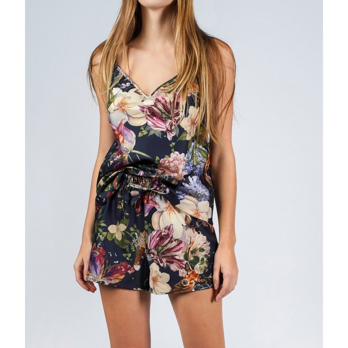 Pyjama (blouse+short) Magic Garden Bleu Foncé