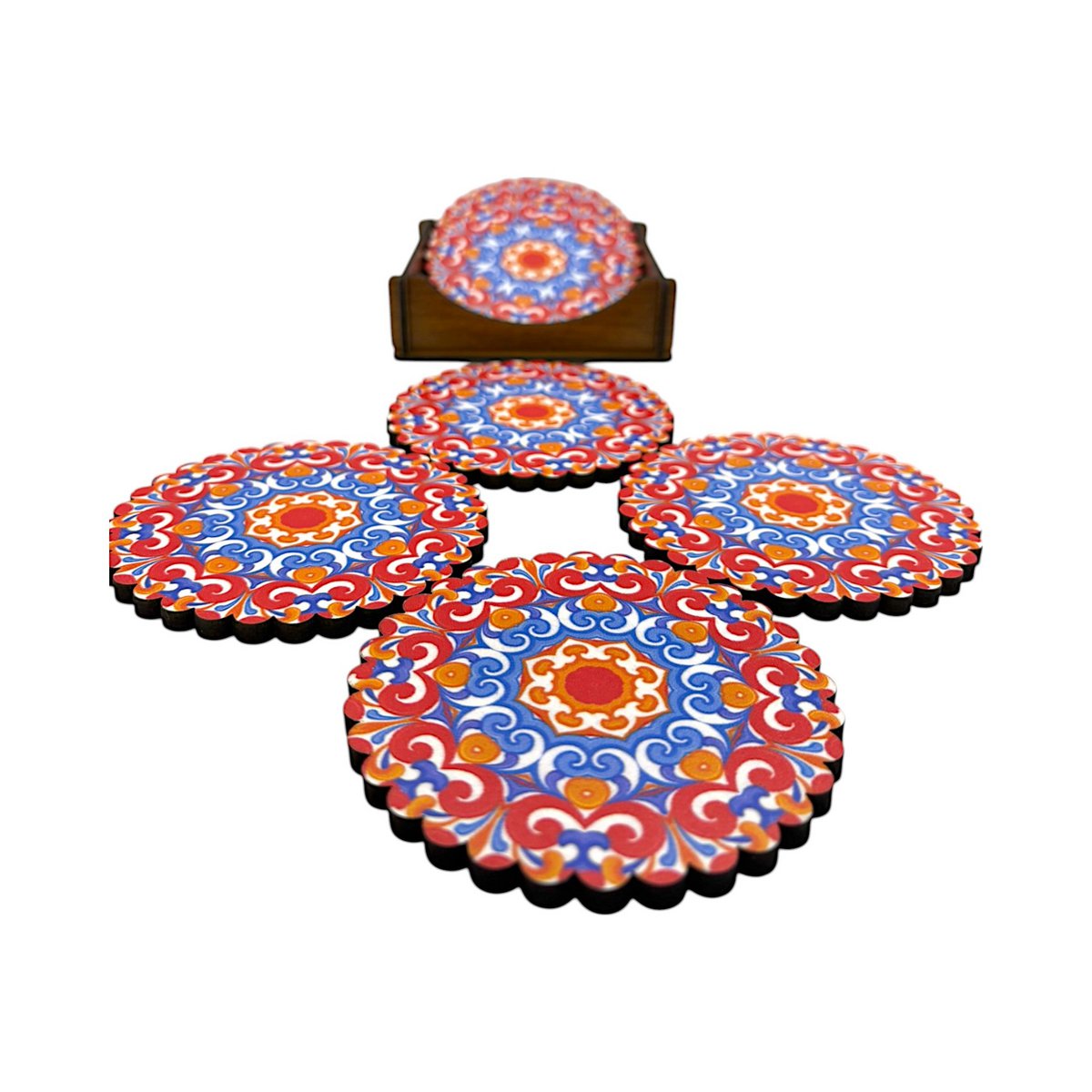 Montaña rusa de madera - 6 set - flor de loto - 9 cm