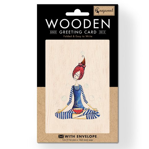 Yoga Wooden folded greeting card