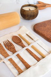 Coconut Cutlery Pack | Spoon, fork and knife - 19 cm | Reusable & Ecofriendly