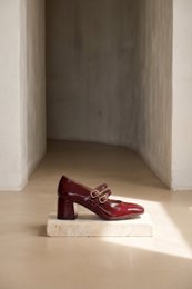 MAITE BURGUNDY – Mary-Jane-Schuhe mit doppeltem Riemen und Absatz