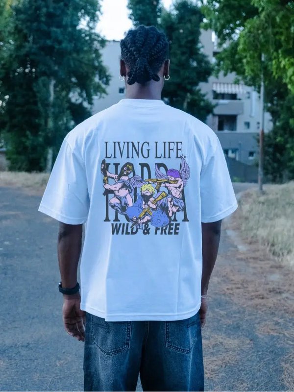 T-shirt Boxy Fit Wild and Free 100% Cotone Made in Italy