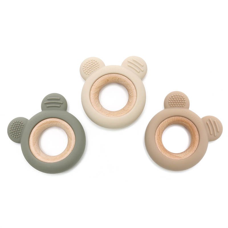 BEAR | Soft Wood & Silicone Teether | KHAKI