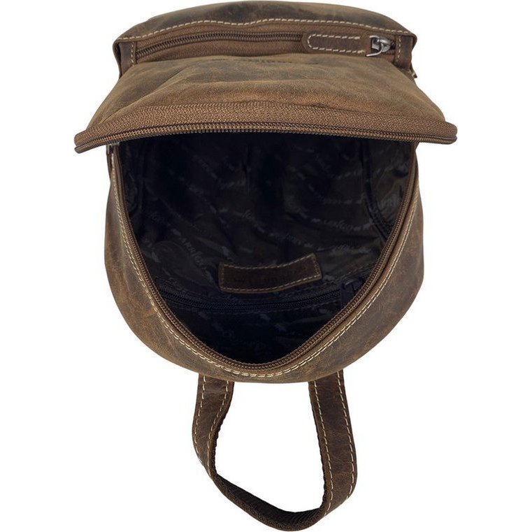 Small Cognac leather backpack for women - Arrigo buffalo
