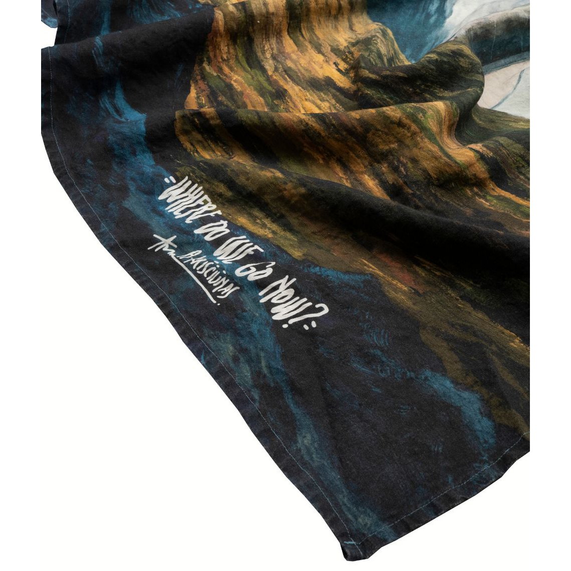Linen beach towel Where Do We Go Now - Algis Kriščiūnas