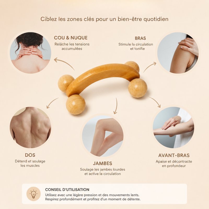 Wooden Massage Wheel - Anti Cellulite Draining Roller Massager - Natural Wood Massage Wheel - Manual Massager