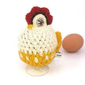 Luna-Leena Easter 2x egg warmer chicken - organic cotton - hand crocheted in Nepal