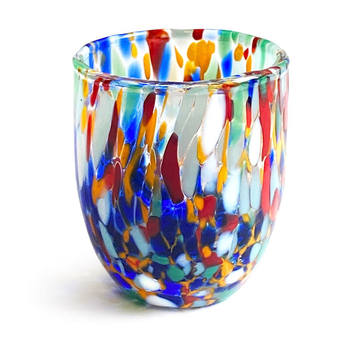 Skud glasglas i hånden blæste og håndlavet glas med Murrine di Murano, "I Colori di Murano" linje 50 ml. Lavet i Italien