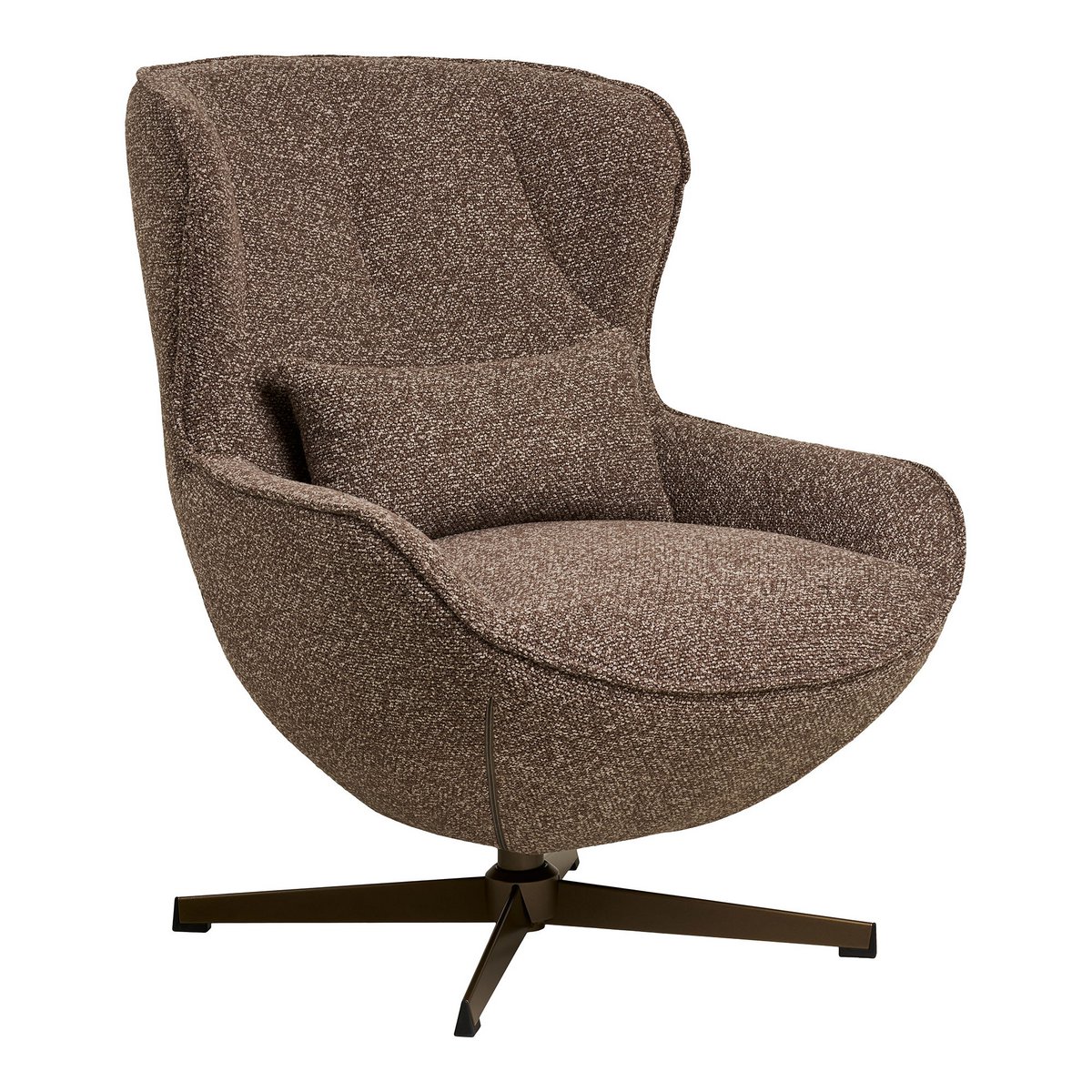 Blenheim Lounge stoel met draaibare, bruine, bronskleurige poten, HN1305