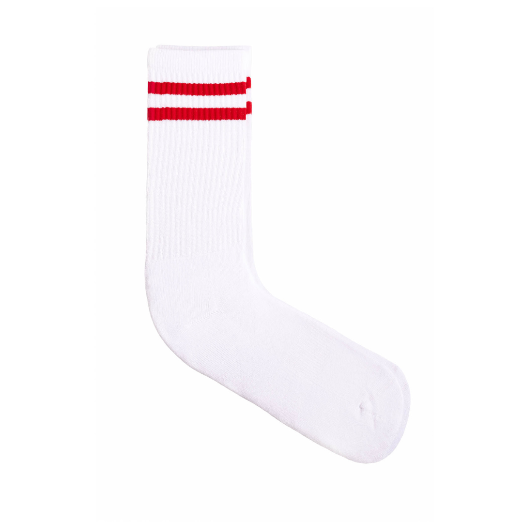 Sportsocken - Doppelstreifen weiß/rot