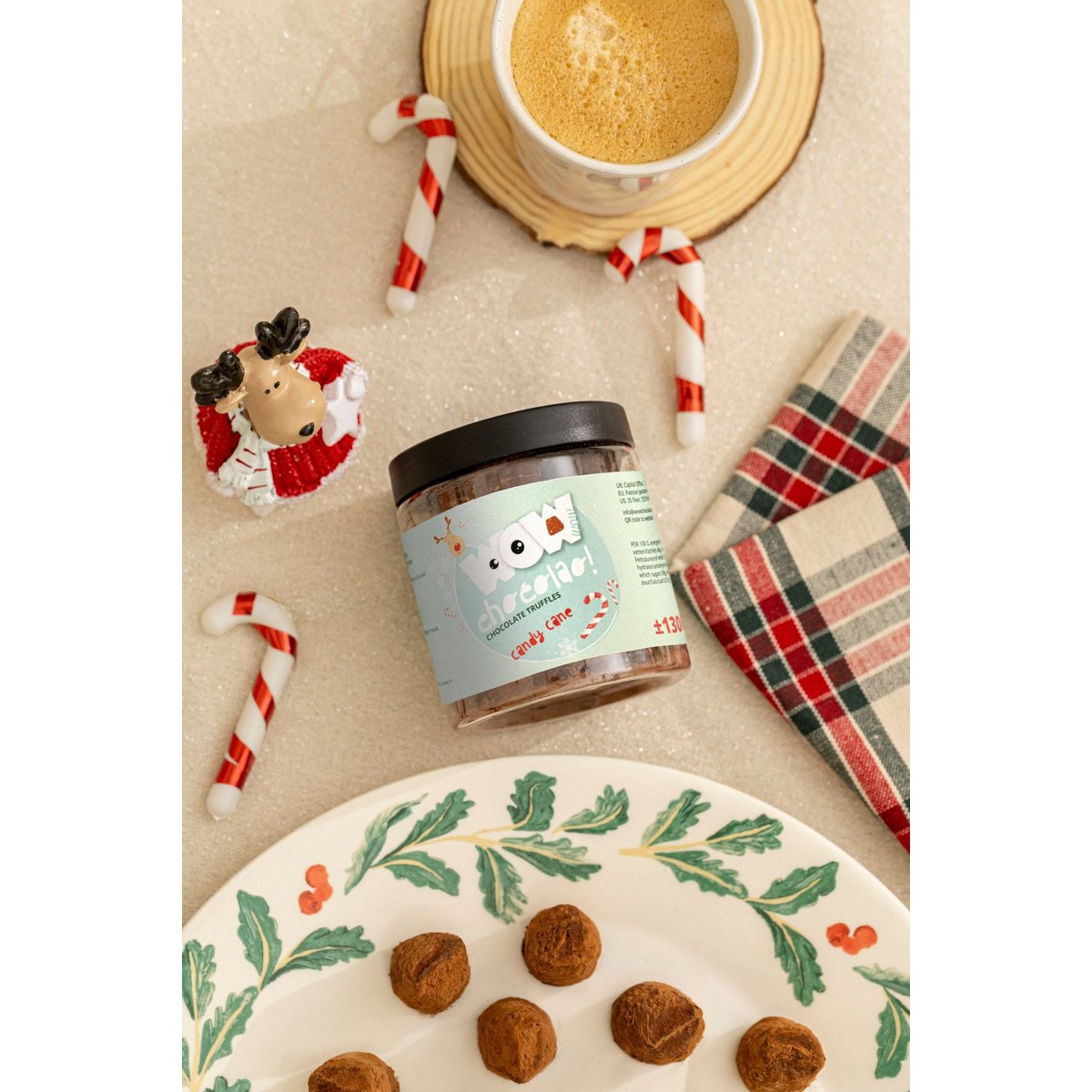 Candy Cane Juletrøfler Gavekrukke 130g | Pebermynte Holiday Chokolade