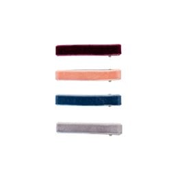 Velvet hair clips in assorted colors including burgundy, peach, navy, and gray. Suitable for kids' hair accessories.