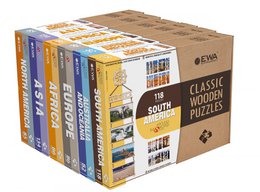 Eco Wood Art (EWA) 4 dobbelt -sidet Keep Jigsaw Puzzles, Nordamerika, 1447, sammen 70 × 17,5 × 1,5 cm, papkasse