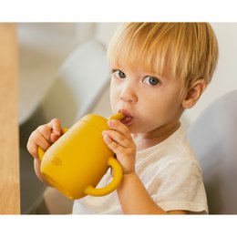 Anti-Drip-Tasse + Silikonstroh- dunkelrosa