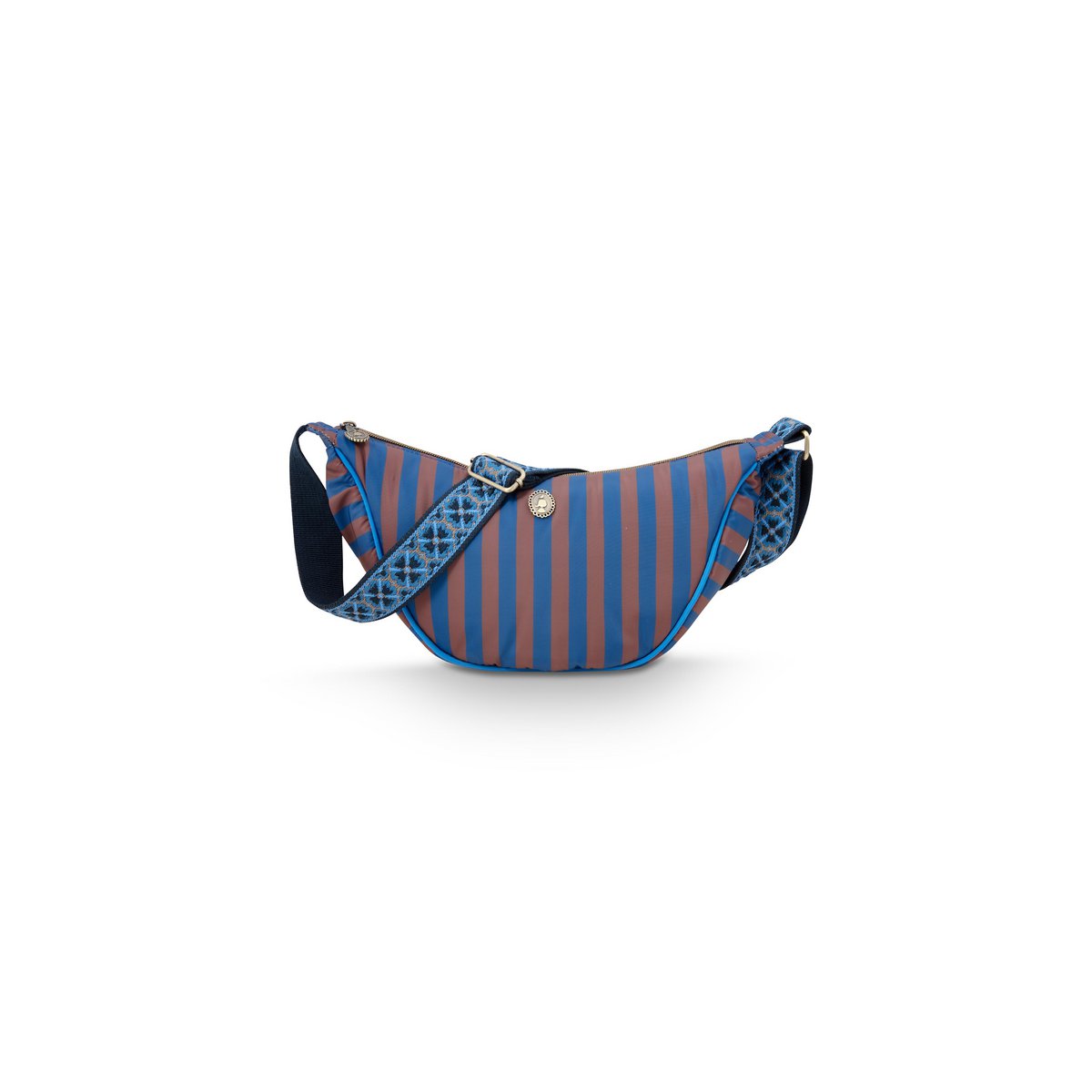 Freya Half Moon Cross Body Bag Stripe Blue 34x10x16cm