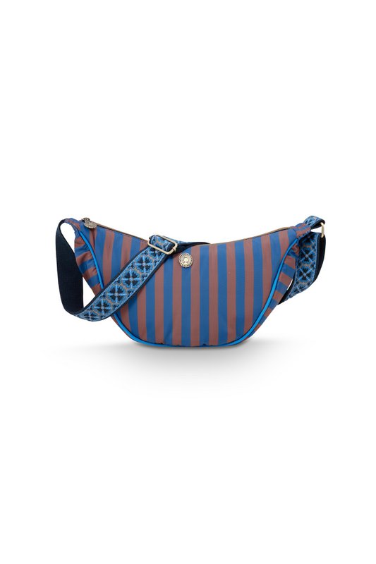 Freya Half Moon Cross Body Bag Stripe Blue 34x10x16cm
