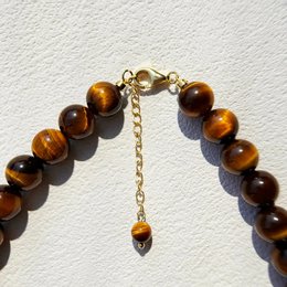 Tiger's Eye & Pearl Halskæde – 6 mm perlesten