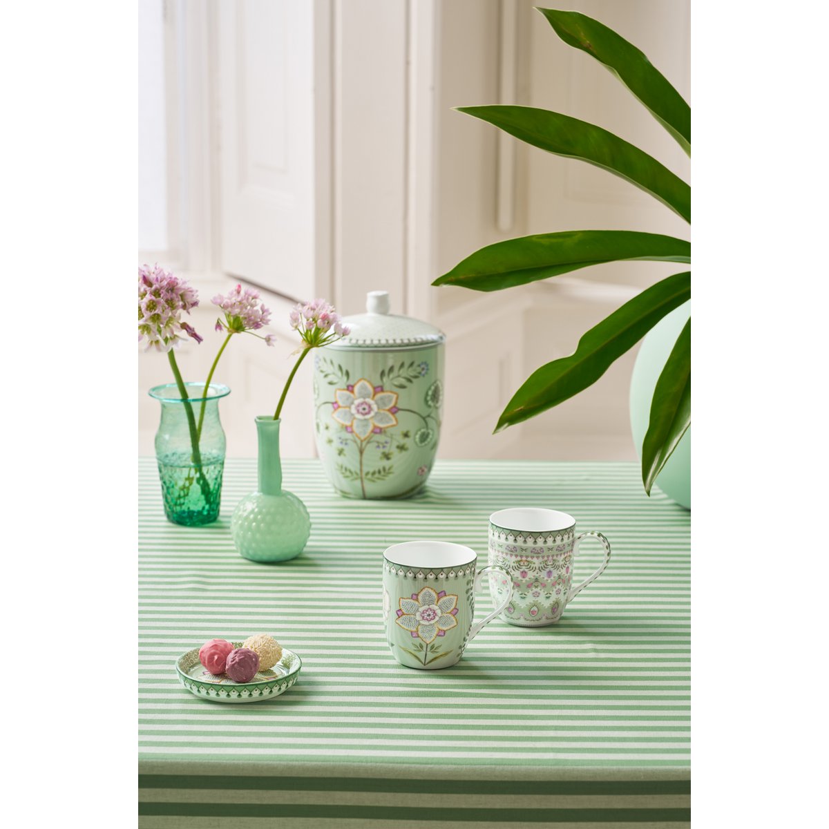 Set/2 Mugs Small Lily&Lotus Light Green 145ml
