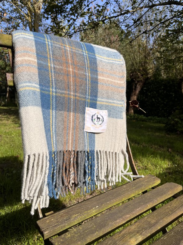 Tartan-Decke – Stewart Muted Blue – 100 % recycelte Wolle