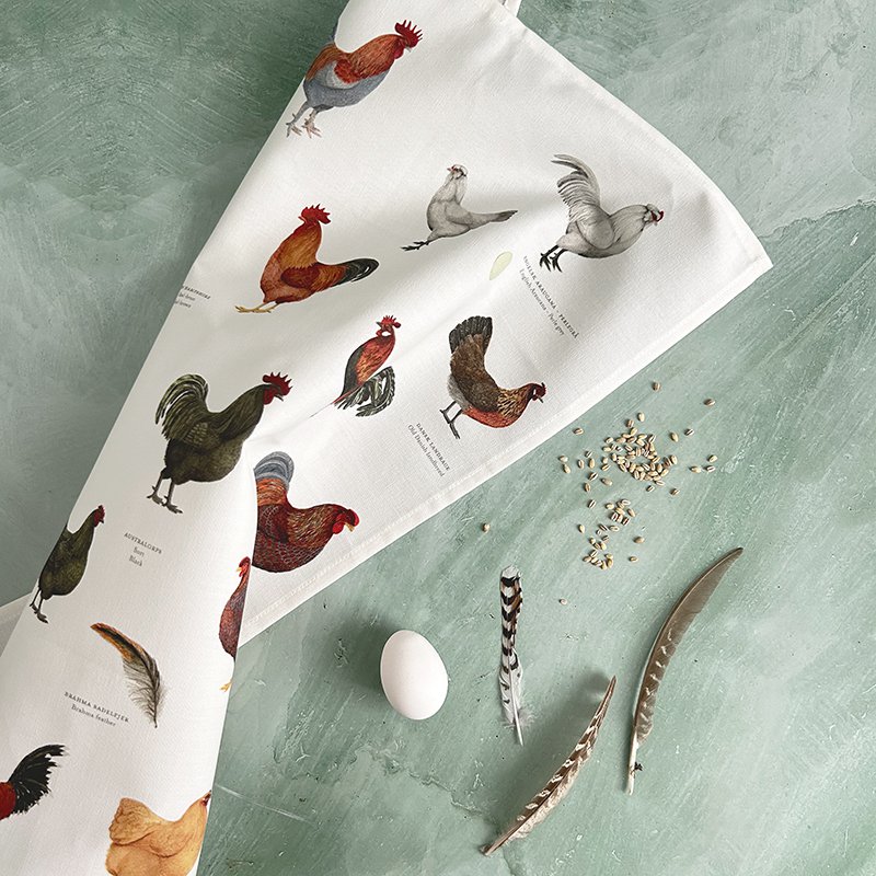 Organic tea towel - Chickens