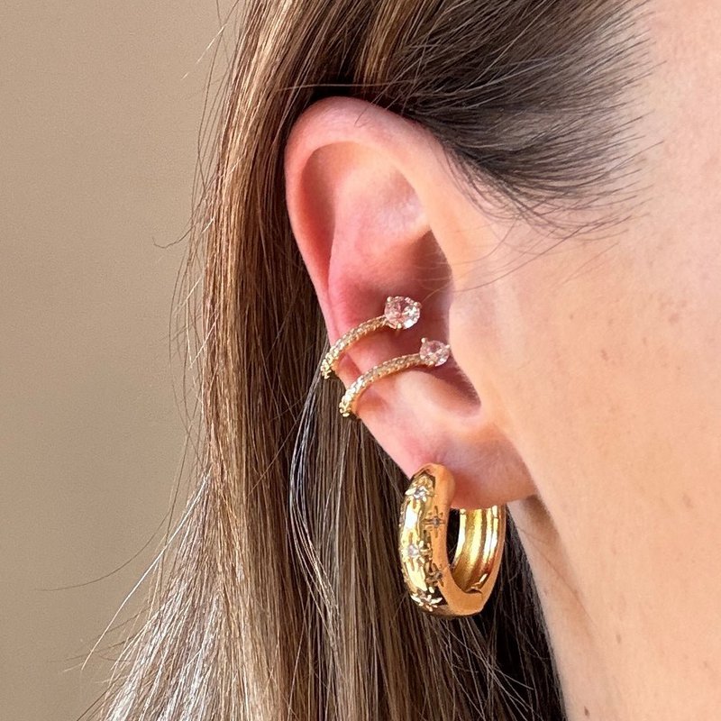 Sparkling Hug -Polsino per orecchio con zircone placcato oro